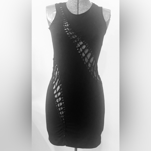 Vintage 2000’s Jean Paul Gaultier Maille Black Deconstructed Mini Dress Goth - Picture 1 of 14